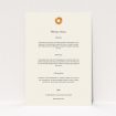 A wedding information sheet template titled "Autumn wreath ". It is an A5 card in a portrait orientation. "Autumn wreath " is available as a flat card, with tones of cream and orange.