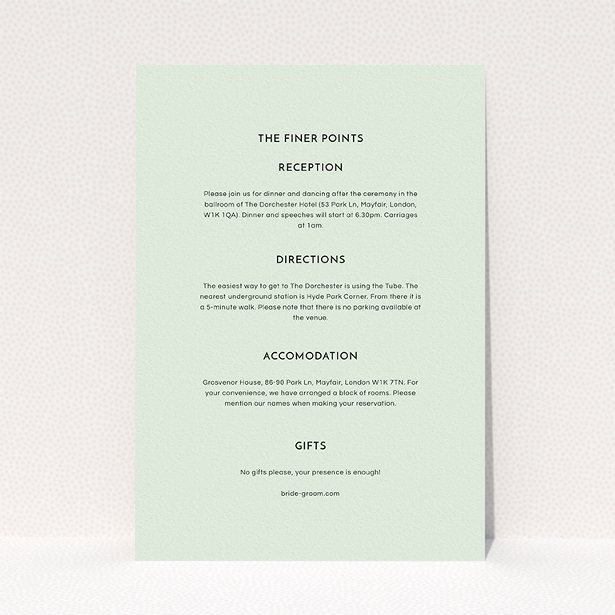 A wedding information sheet template titled "Jungle collection". It is an A5 card in a portrait orientation. "Jungle collection" is available as a flat card, with mainly green colouring.