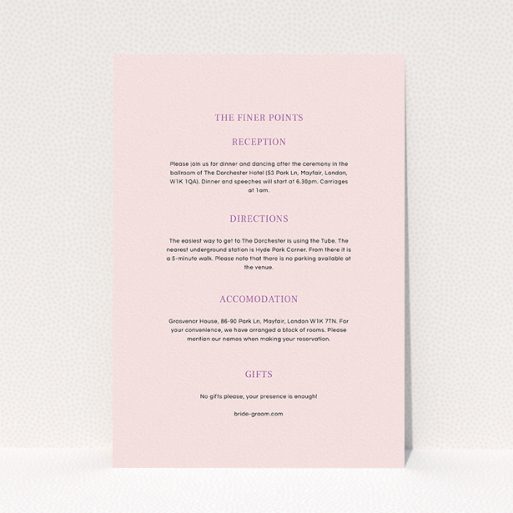 Wedding Information Insert Sheets - Lucky Horse Shoe (Pink) A wedding information sheet design called "Lucky horse shoe". It is an A5 card in a portrait orientation. "Lucky horse shoe" is available as a flat card, with mainly light pink colouring.