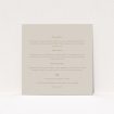 A wedding information sheet template titled "Shanghai Nights". It is a square (148mm x 148mm) card in a square orientation. "Shanghai Nights" is available as a flat card, with tones of dark cream and gold.
