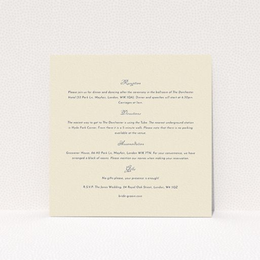 Wedding Information Insert Sheets - Wedding Bells (Cream) A wedding information sheet design called "Wedding bells". It is a square (148mm x 148mm) card in a square orientation. "Wedding bells" is available as a flat card, with mainly cream colouring.