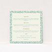 A wedding insert card template titled "From the hedge". It is a square (148mm x 148mm) card in a square orientation. "From the hedge" is available as a flat card, with mainly green colouring.