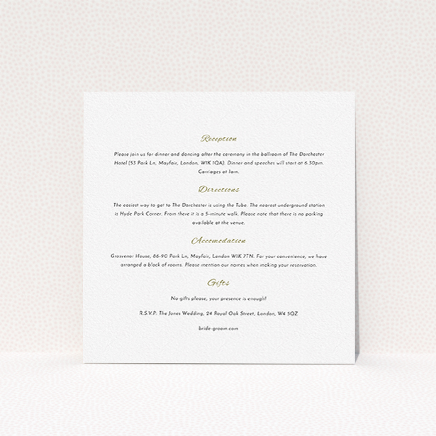 A wedding insert card template titled "Two little ducks". It is a square (148mm x 148mm) card in a square orientation. "Two little ducks" is available as a flat card, with mainly white colouring.