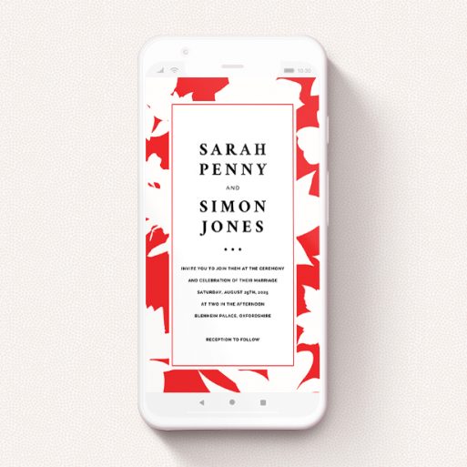 Wedding Invitation For Whatsapp Design - "Red Flowers" A wedding invitation for whatsapp design titled "Red Flowers". It is a smartphone screen sized invite in a portrait orientation. "Red Flowers" is available as a flat invite, with tones of red and white.