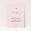 A wedding invite card design titled "Tradition in Pink". It is an A5 invite in a portrait orientation. "Tradition in Pink" is available as a flat invite, with mainly pink colouring.