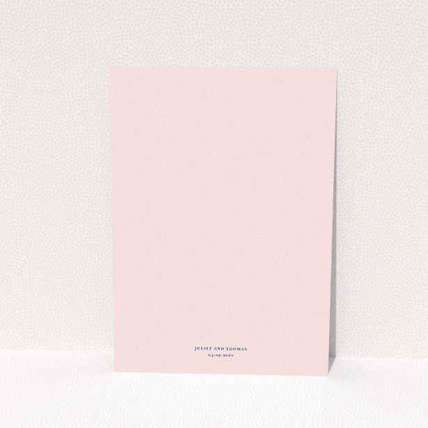 A wedding invite card design titled "Tradition in Pink". It is an A5 invite in a portrait orientation. "Tradition in Pink" is available as a flat invite, with mainly pink colouring.