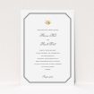 A wedding invite card called "Wedding bells". It is an A5 invite in a portrait orientation. "Wedding bells" is available as a flat invite, with tones of black and white.