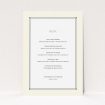 A wedding menu card template titled "Deco Cream". It is an A5 menu in a portrait orientation. "Deco Cream" is available as a flat menu, with mainly cream colouring.