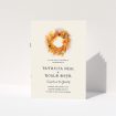 A wedding order of service design called "Autumn wreath ". It is an A5 booklet in a portrait orientation. "Autumn wreath " is available as a folded booklet booklet, with tones of orange and cream.