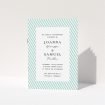 A wedding order of service template titled "Mint Diagonals". It is an A5 booklet in a portrait orientation. "Mint Diagonals" is available as a folded booklet booklet, with tones of green and white.