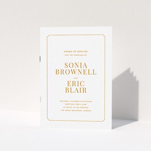 Multi Page Wedding Order Of Service - Classic Face (Orange) A wedding program design called "Classic face". It is an A5 booklet in a portrait orientation. "Classic face" is available as a folded booklet booklet, with tones of white and orange.