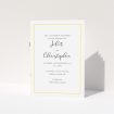A wedding program called "Modern Classic Yellow". It is an A5 booklet in a portrait orientation. "Modern Classic Yellow" is available as a folded booklet booklet, with tones of white and yellow.