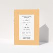 A wedding program design named "Orange Houndstooth". It is an A5 booklet in a portrait orientation. "Orange Houndstooth" is available as a folded booklet booklet, with tones of orange and white.