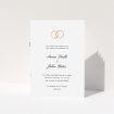A wedding program called "The newlyweds". It is an A5 booklet in a portrait orientation. "The newlyweds" is available as a folded booklet booklet, with tones of white and gold.