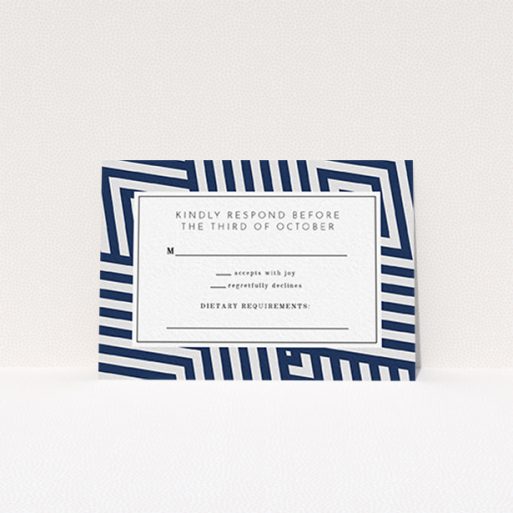 Wedding Response Card Design - "Diamond scratch" A wedding response card named "Diamond scratch". It is an A7 card in a landscape orientation. "Diamond scratch" is available as a flat card, with tones of blue and white.