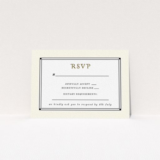 Wedding RSVP Card Design Design - "Deco Cream" A wedding rsvp card called "Deco Cream". It is an A7 card in a landscape orientation. "Deco Cream" is available as a flat card, with mainly cream colouring.