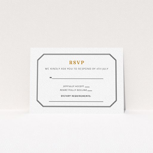 Wedding Rsvp Card - In Between The Lines Square (Black) A wedding rsvp card design called "In between the lines square". It is an A7 card in a landscape orientation. "In between the lines square" is available as a flat card, with tones of black and white.