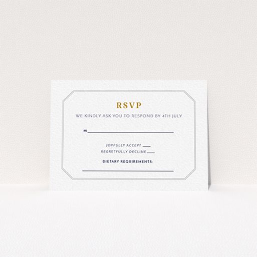 Wedding Response Card - In Between The Lines Square (Grey) A wedding rsvp card called "In between the lines square". It is an A7 card in a landscape orientation. "In between the lines square" is available as a flat card, with tones of grey and white.