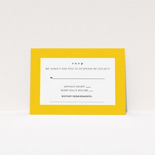 Wedding Rsvp Card - Pastel Flower Border (Yellow) A wedding rsvp card design named "Pastel flower border". It is an A7 card in a landscape orientation. "Pastel flower border" is available as a flat card, with tones of yellow and white.