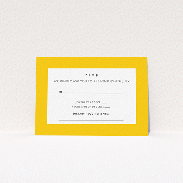 A wedding rsvp card design named "Pastel flower border". It is an A7 card in a landscape orientation. "Pastel flower border" is available as a flat card, with tones of yellow and white.