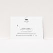 A wedding rsvp card design titled "Zebra crossing". It is an A7 card in a landscape orientation. "Zebra crossing" is available as a flat card, with tones of black and white.