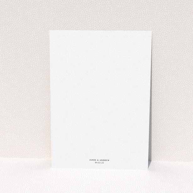 A wedding save the date card named "Maddox Street". It is an A5 card in a portrait orientation. It is a photographic wedding save the date card with room for 1 photo. "Maddox Street" is available as a flat card, with mainly white colouring.