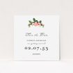 A wedding save the date card template titled "Rose bouquet". It is a square (148mm x 148mm) card in a square orientation. "Rose bouquet" is available as a flat card, with tones of white and green.