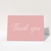 A wedding thank you card design called "Pastel pink calligraphy". It is an A5 card in a landscape orientation. "Pastel pink calligraphy" is available as a folded card, with mainly pink colouring.