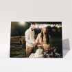 A wedding thank you card named "Thanks From The Corner". It is an A5 card in a landscape orientation. It is a photographic wedding thank you card with room for 1 photo. "Thanks From The Corner" is available as a folded card, with mainly white colouring.