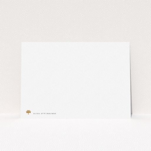 Correspondence Card Design for Women - "A tree in the garden" A womens correspondence card template titled "A tree in the garden". It is an A5 card in a landscape orientation. "A tree in the garden" is available as a flat card, with tones of white and Dark orange.