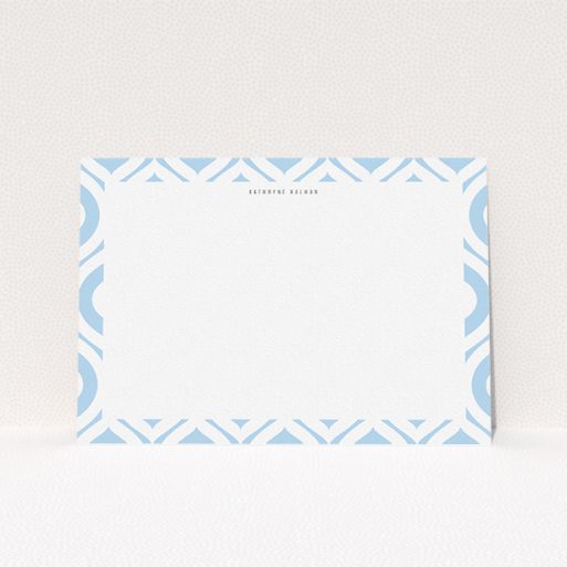 Correspondence Card Design for Women - "Arabian diamonds" A womens correspondence card design called "Arabian diamonds". It is an A5 card in a landscape orientation. "Arabian diamonds" is available as a flat card, with tones of blue and white.