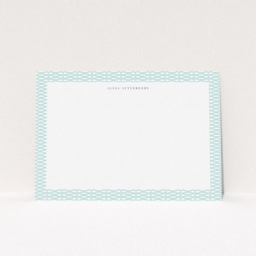 Correspondence Card Design for Women - "Connected in mint" A womens correspondence card template titled "Connected in mint". It is an A5 card in a landscape orientation. "Connected in mint" is available as a flat card, with tones of green and white.
