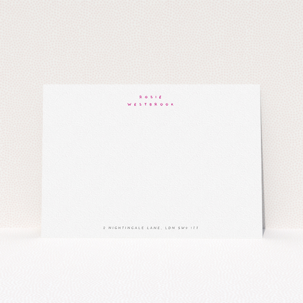 A womens correspondence card called "Handwritten". It is an A5 card in a landscape orientation. "Handwritten" is available as a flat card, with tones of white and pink.