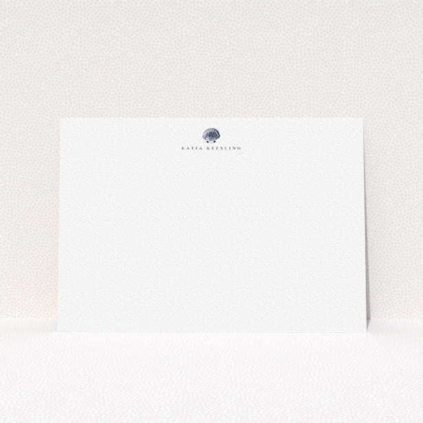 A womens correspondence card named "Huddled in the bay". It is an A5 card in a landscape orientation. "Huddled in the bay" is available as a flat card, with mainly white colouring.