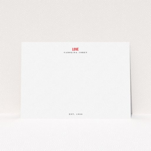 Correspondence Card Design for Women - "The message is simple" A womens correspondence card template titled "The message is simple". It is an A5 card in a landscape orientation. "The message is simple" is available as a flat card, with tones of white and red.