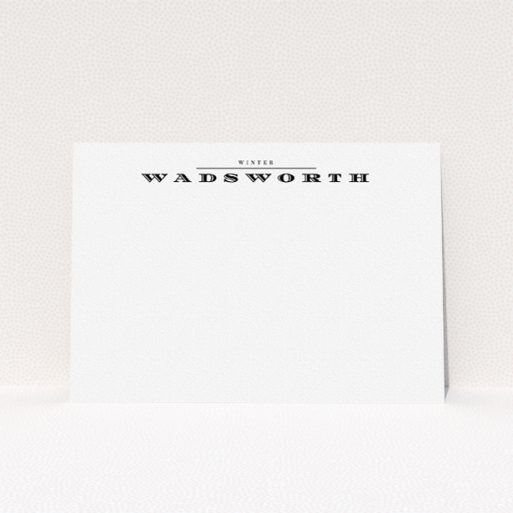 Correspondence Card Design for Women - "Underwritten" A womens correspondence card design named "Underwritten". It is an A5 card in a landscape orientation. "Underwritten" is available as a flat card, with mainly white colouring.