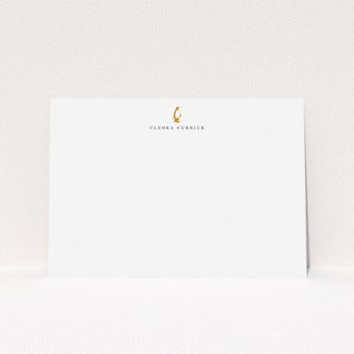 Correspondence Card Design for Women - "Where is the penguin" A womens correspondence card design called "Where is the penguin". It is an A5 card in a landscape orientation. "Where is the penguin" is available as a flat card, with tones of white and Dark orange.